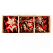 Украшения подвесные stars/trees/hearts, деревянные, в подарочной коробке, 27 шт.
